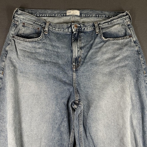Gap High Rise Horseshoe Jeans Womens 35 Light Wash Blue Relaxed Wide Leg Denim - Picture 4 of 15